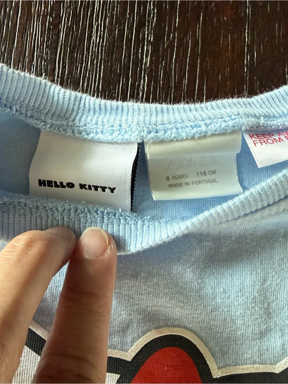Zara Light Blue Hello Kitty Short Sleeve Tee with Candy Graphic